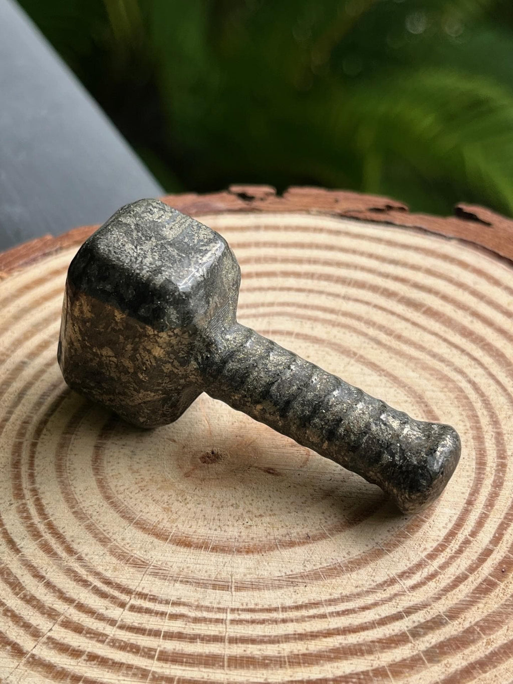 Carved Pyrite Crystal Mjolnir Thor's Viking Hammer
