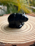 Black Obsidian Crystal Carved Bear Figurine – Protection, Courage & Spirit Totem
