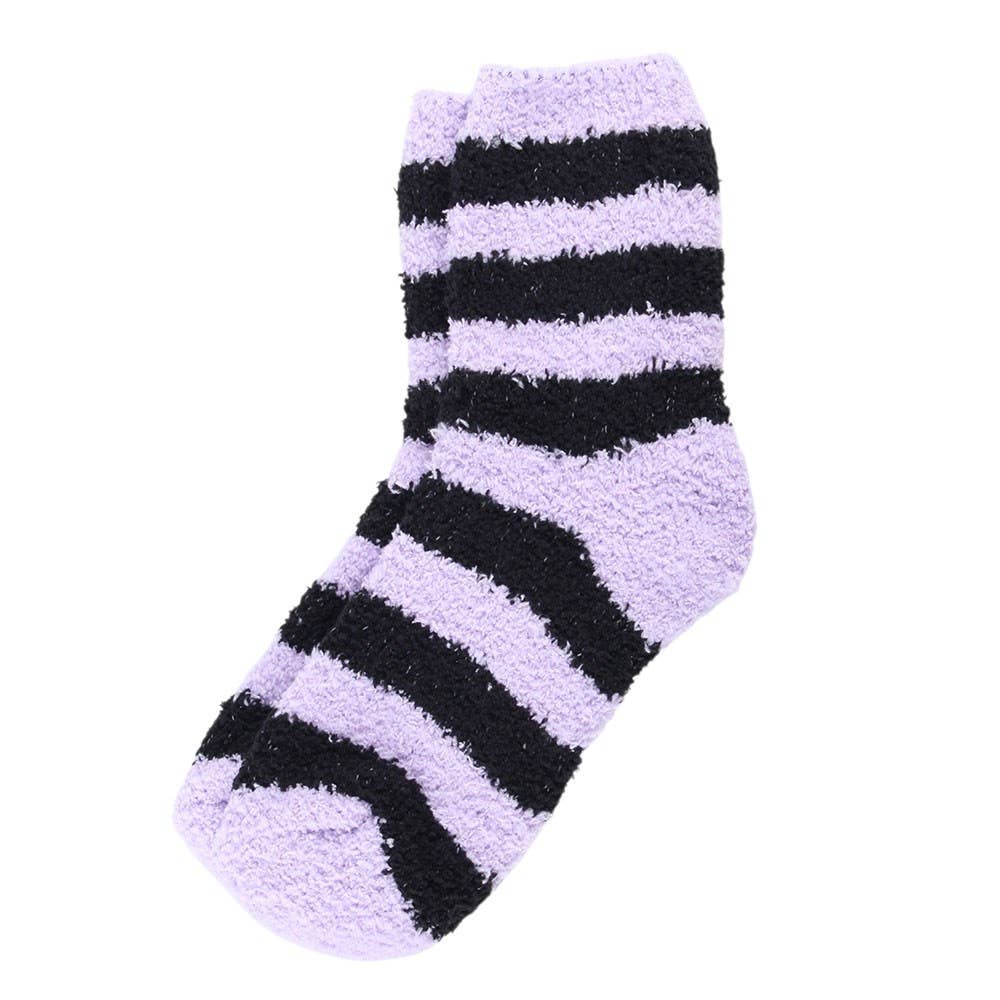 Witchy Goth Purple Striped Socks in Coffin Gift Box