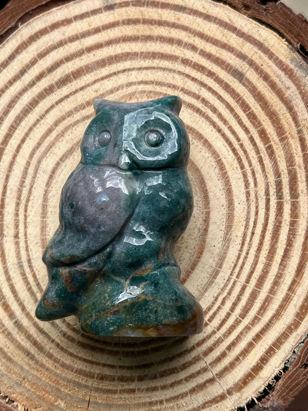 Ocean Jasper Owl Figurine – Joy, Wisdom & Hand-Carved Spirit Totem