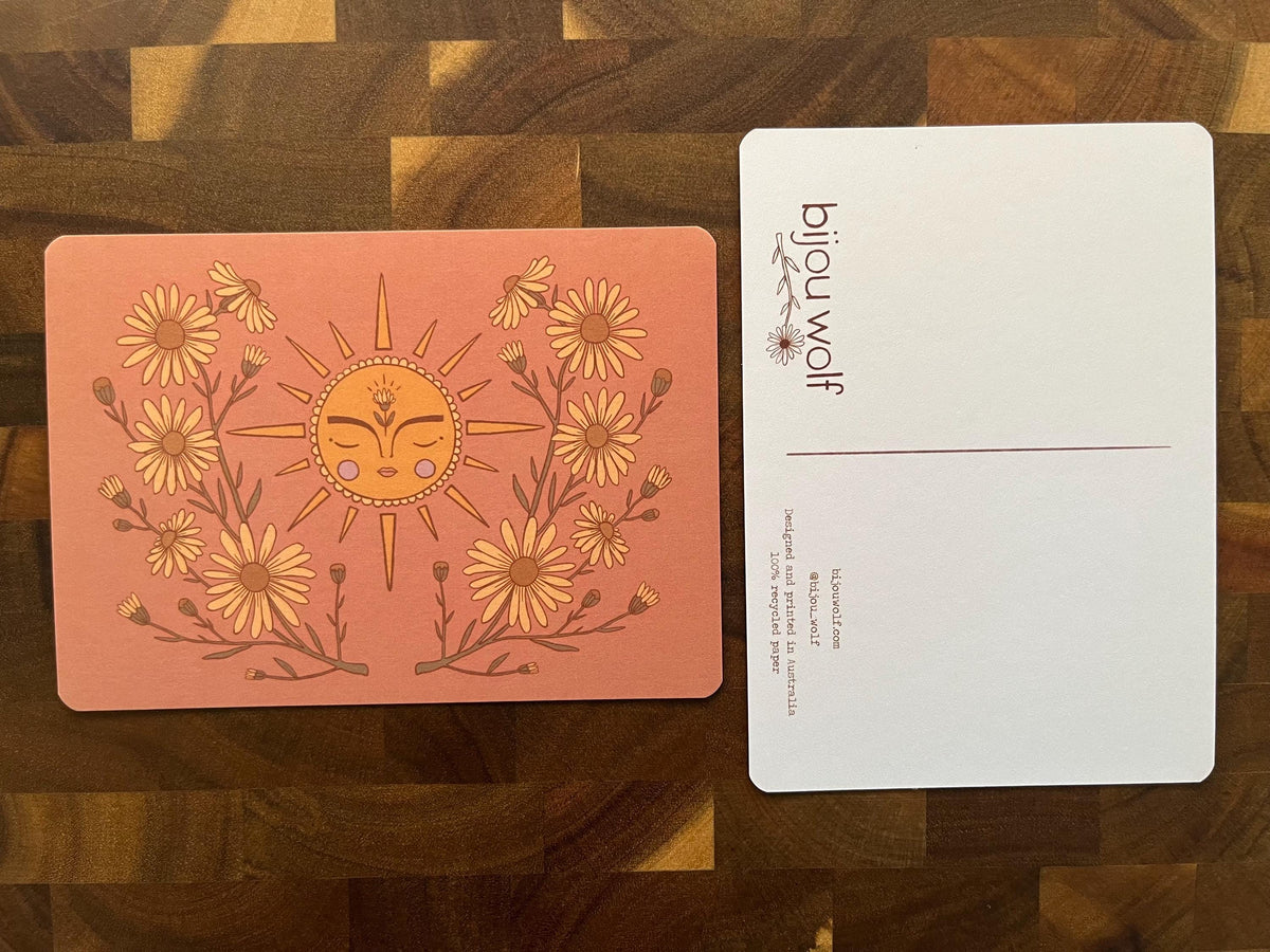 Sun Daisy Celestial Postcard Mini Art Print