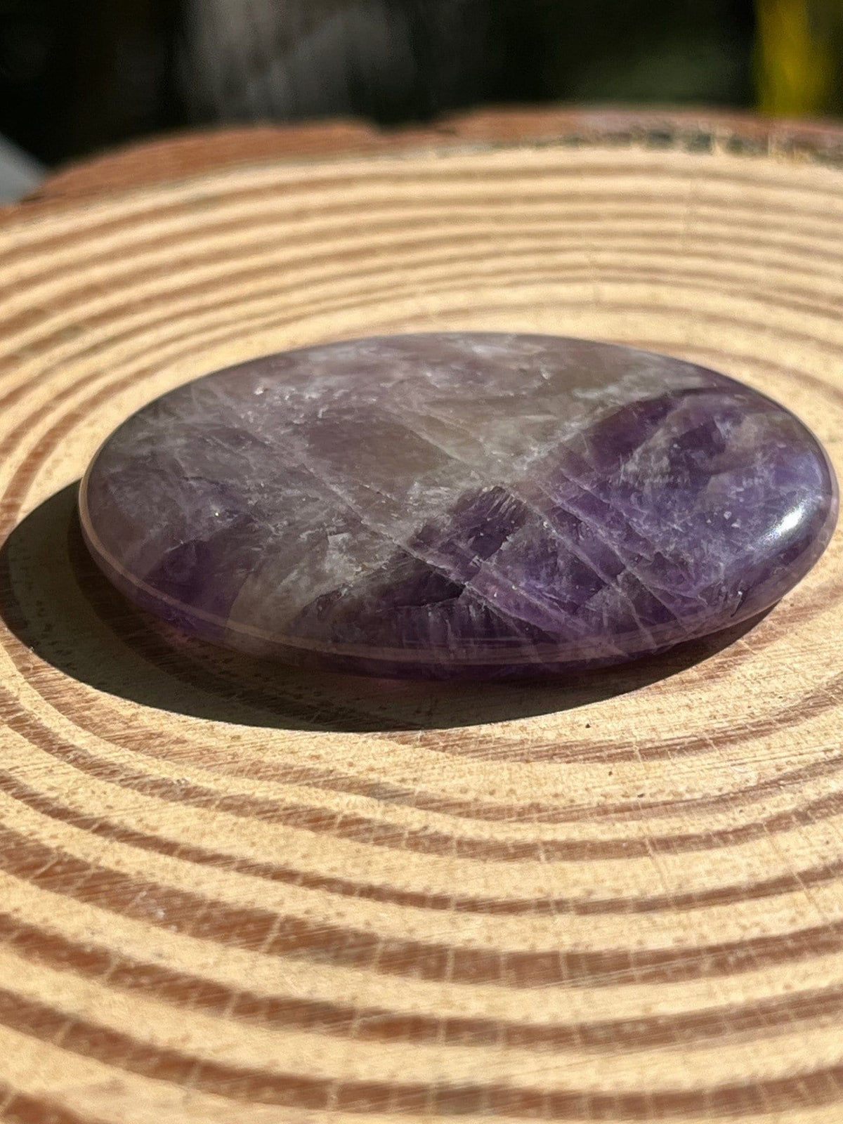 Chevron Amethyst Worry Stone – Calm, Protection & Spiritual Clarity