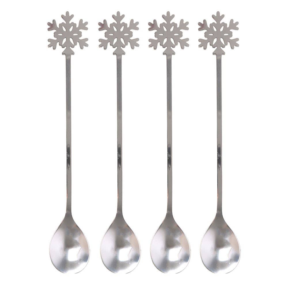 Set of 4 Cute Metal Christmas Snowflake Spoons