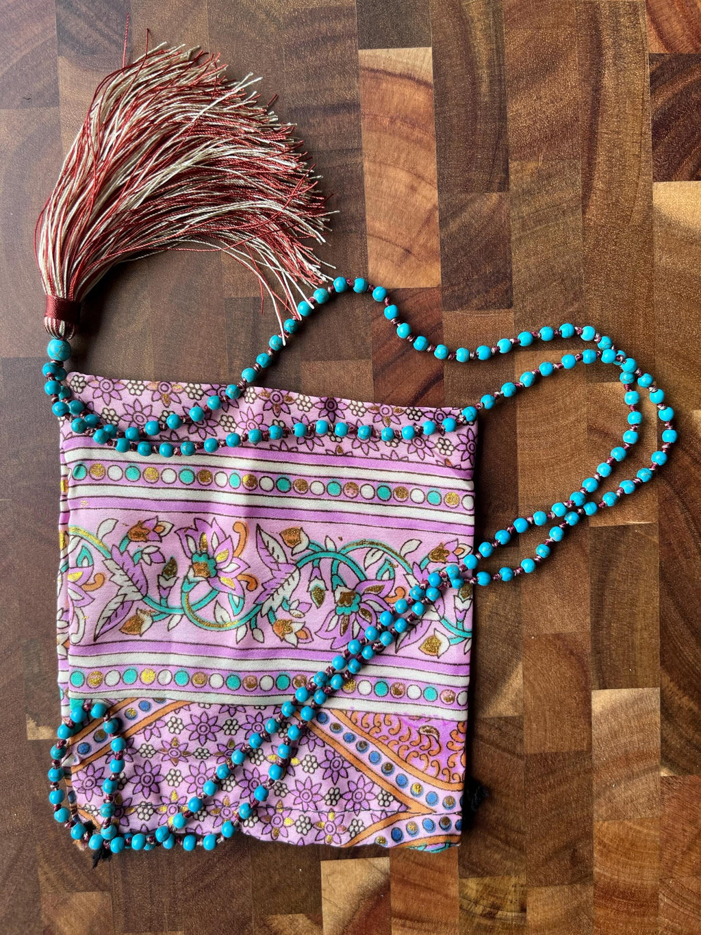 Turquoise Mala Beads – Calm, Communication & Golden Tassel