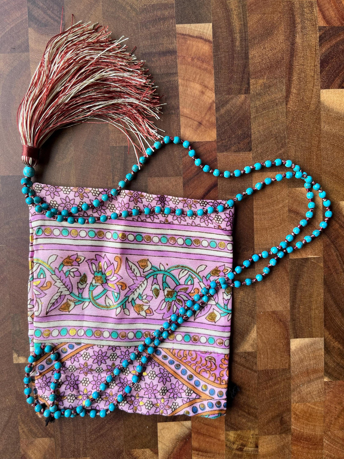 Turquoise Mala Beads – Calm, Communication & Golden Tassel