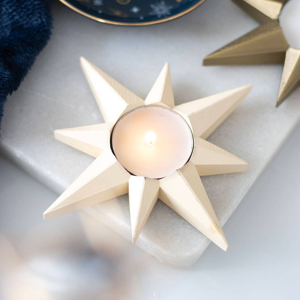 Beautiful Cream Coloured Star Tealight Candle Holder