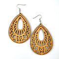 Cute Boho Timber Floral Tear Drop Earrings