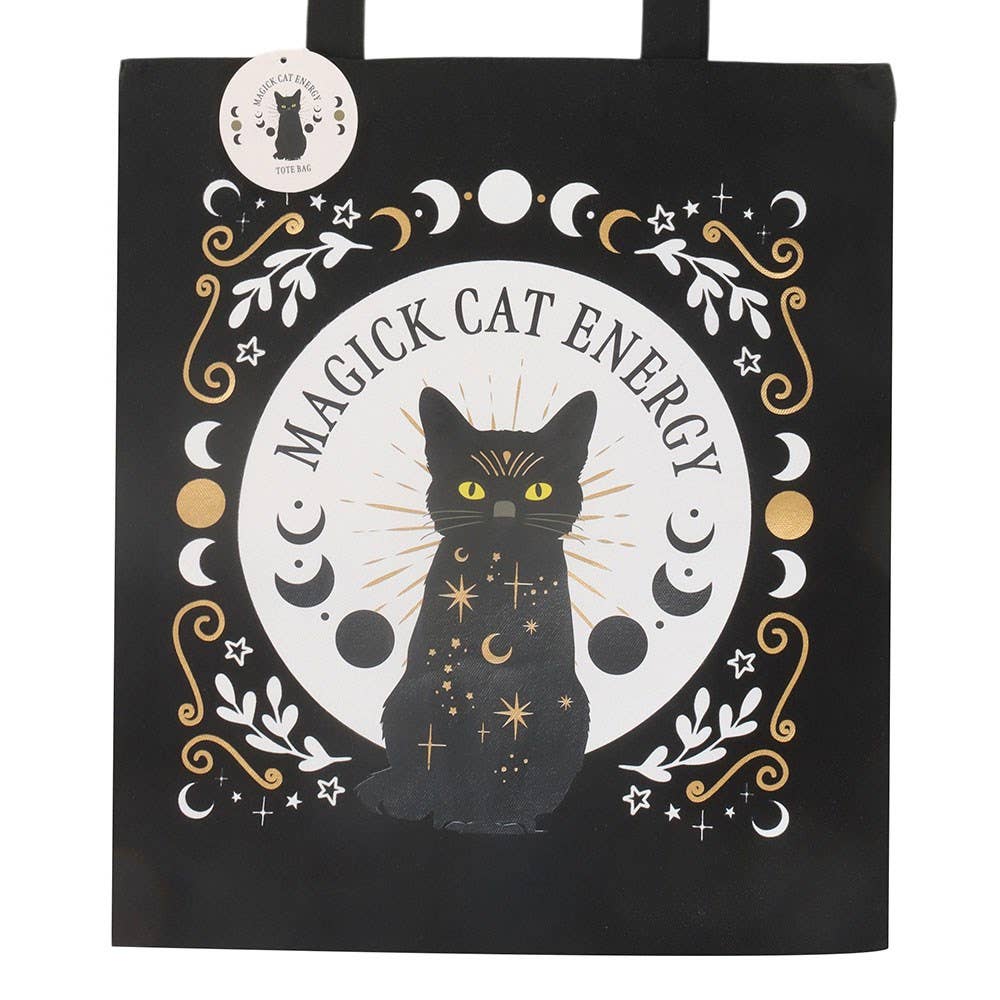Black Magick Cat Witchy Goth Tote Bag
