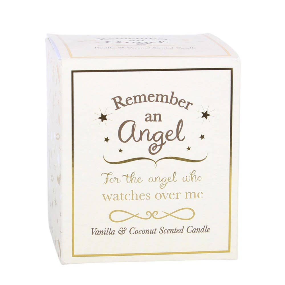 Beautiful "For the Angel Who Watches Over Me" White and Gold Vanilla & Coconut Candle
