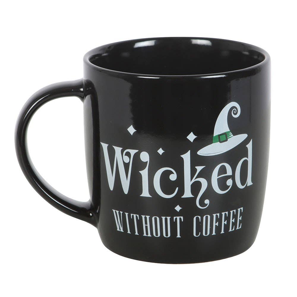 Witchy 'Wicked Without Coffee' Black Ceramic Mug
