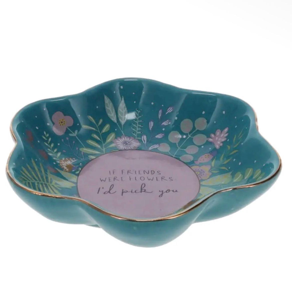 Floral Message Ceramic Trinket Dish – Jewellery & Keepsake Holder