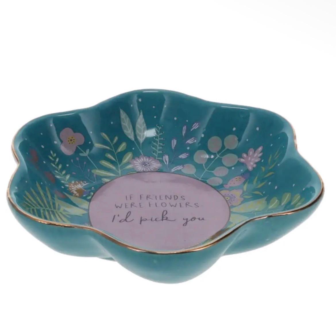 Floral Message Ceramic Trinket Dish – Jewellery & Keepsake Holder
