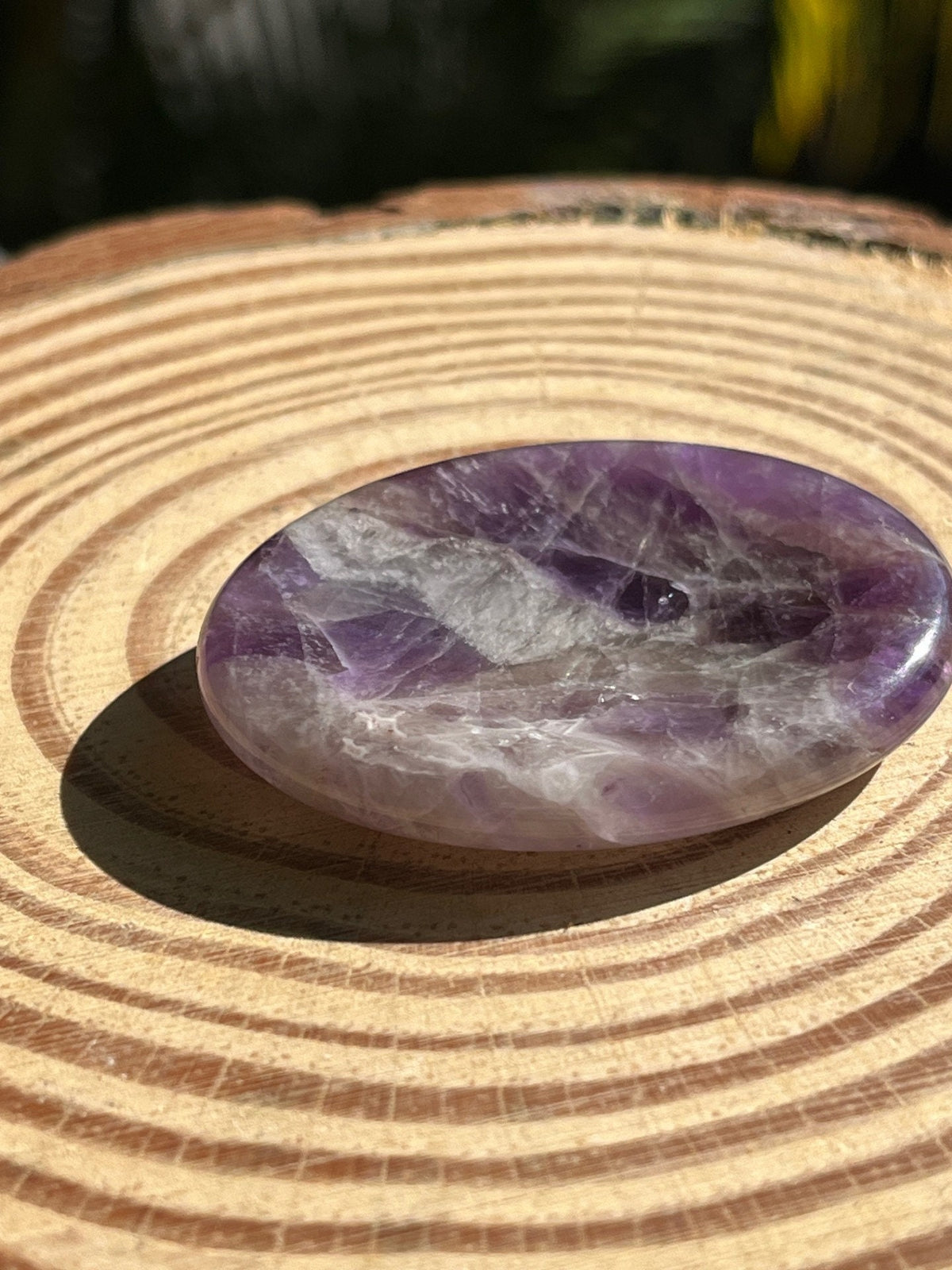 Chevron Amethyst Worry Stone – Calm, Protection & Spiritual Clarity