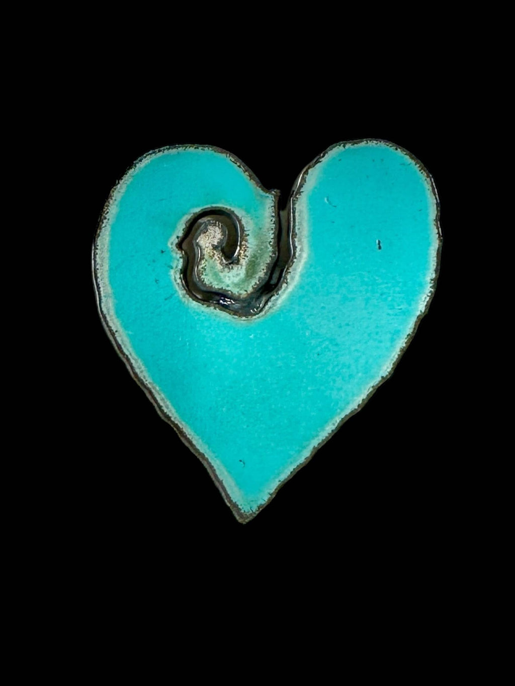 Hand Made Turquoise Coloured Metal Heart Magnet - recycled metal