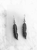 Vintage Silver Feather Dangle Earrings