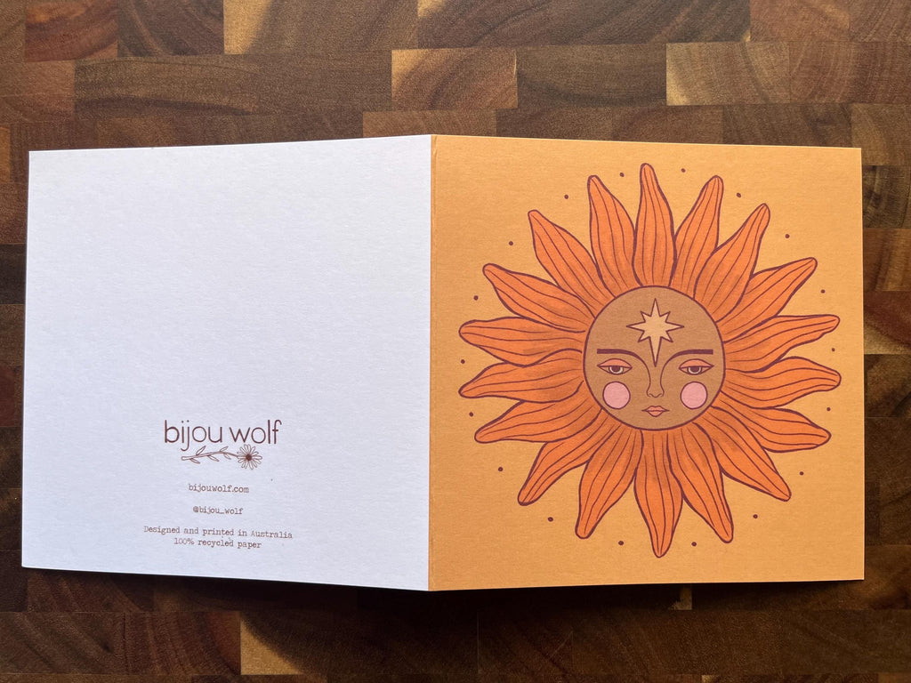Boho Sacred Celestial Sun Face - Blank Greeting Card