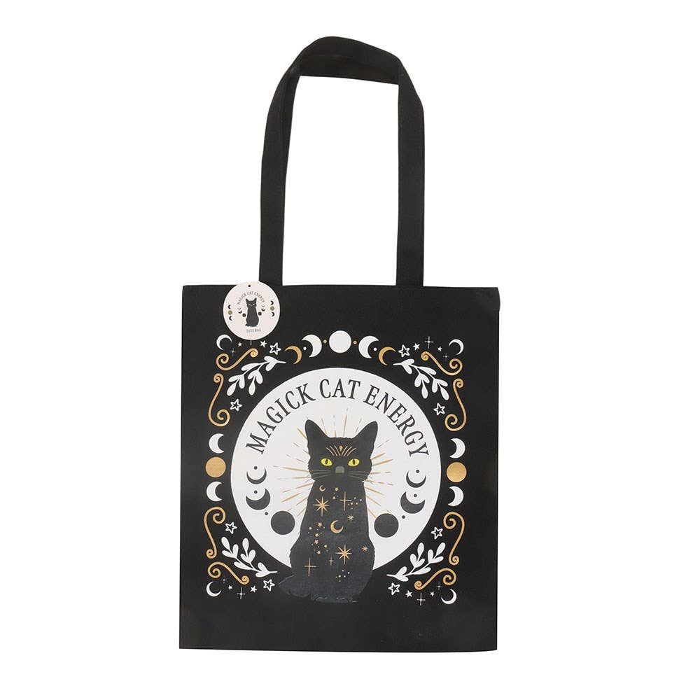 Black Magick Cat Witchy Goth Tote Bag