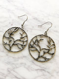 Tibetan Silver Tree of Life Hoop Earrings