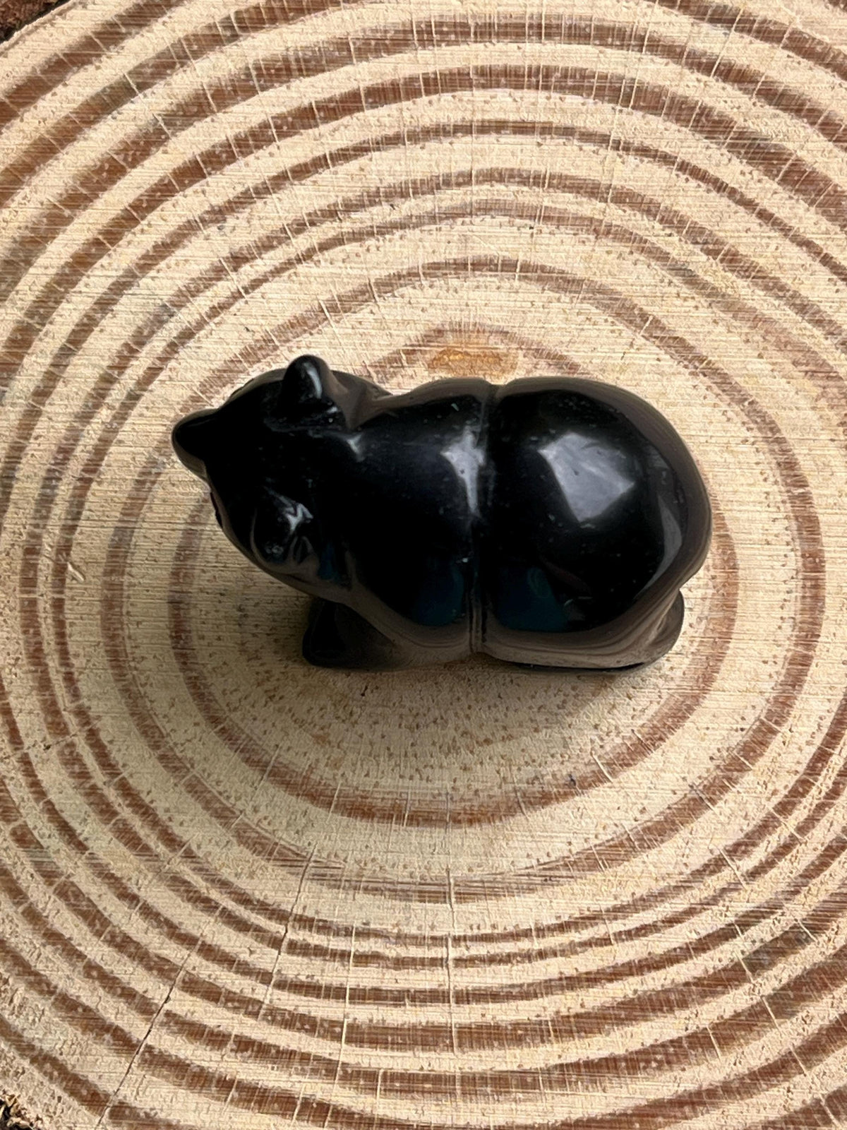 Black Obsidian Crystal Carved Bear Figurine – Protection, Courage & Spirit Totem