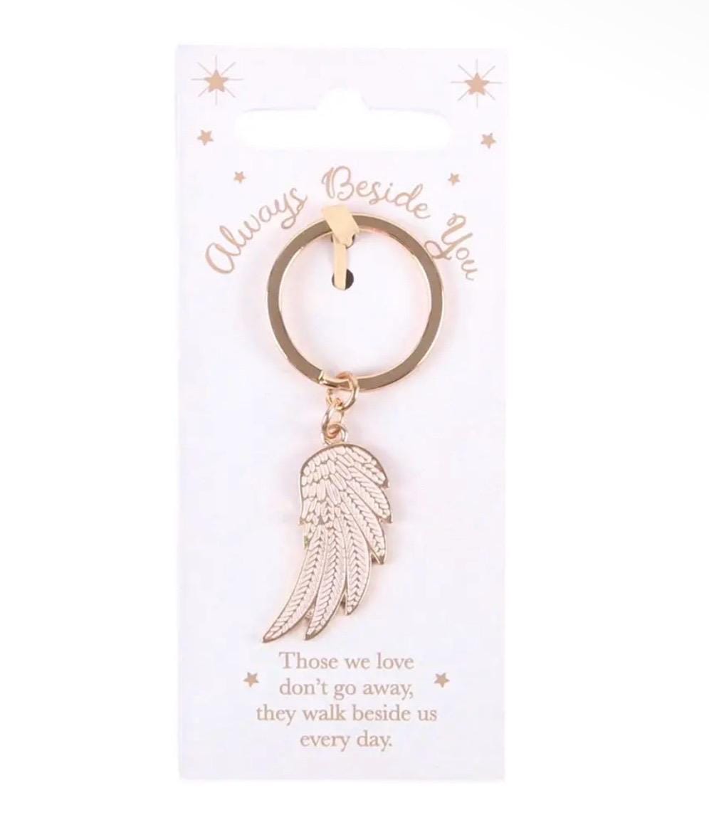 Gold Angel Wing Keychain – Memorial Keepsake & Sympathy Gift