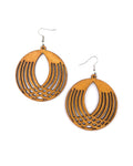 Cute Boho Round Geometrical Timber Drop Earrings