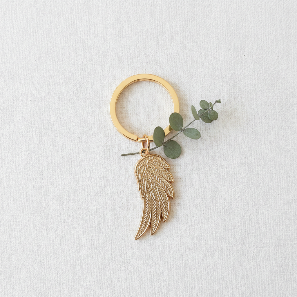 Gold Angel Wing Keychain – Clean Minimal